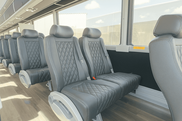 interior of Lake Forest Coach Bus Service charter bus