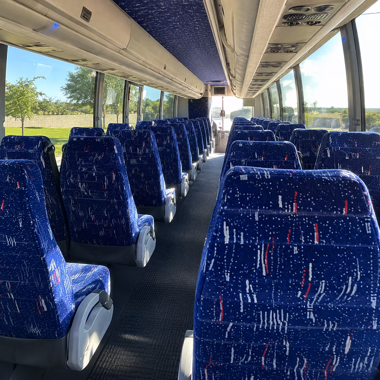 lake forest 56 passenger charter bus interior